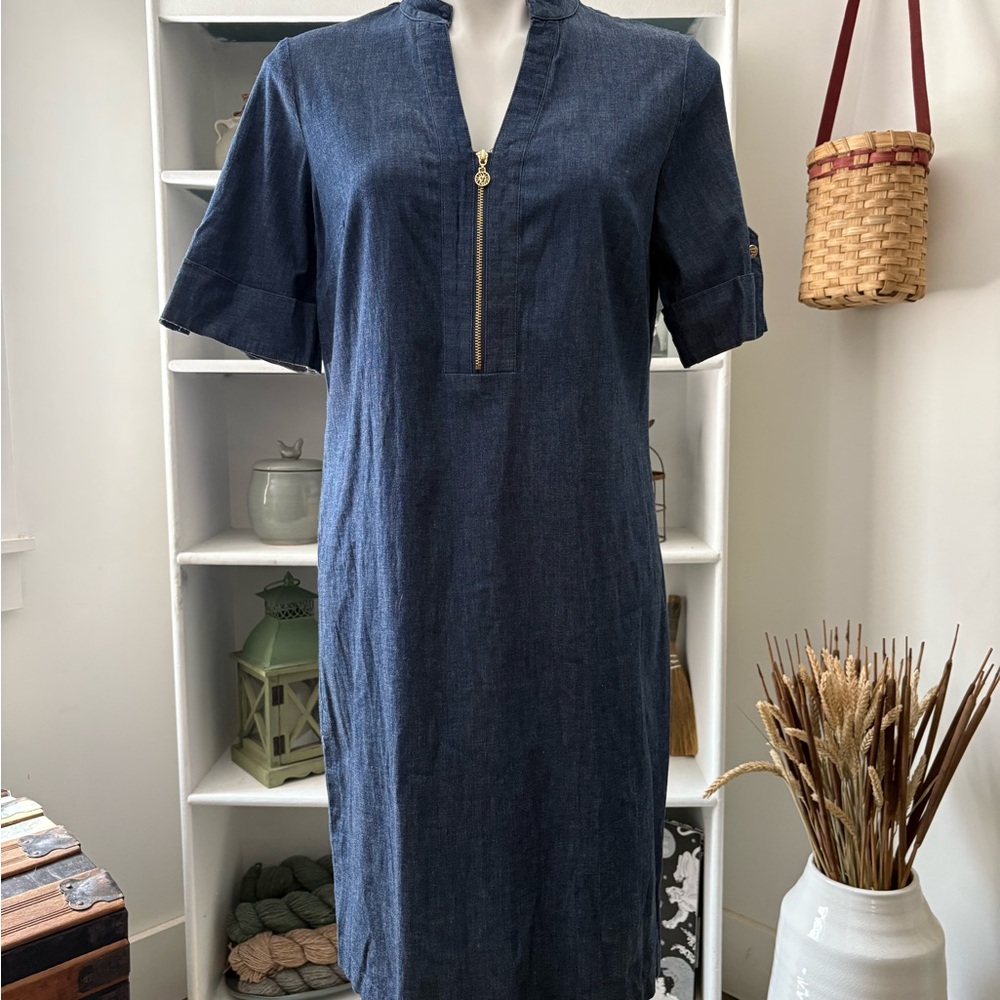 Denim Zip-Front Dress